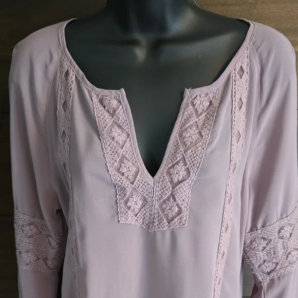 BKE Size M Purple Embroidered Blouse Tunic - Picture 7 of 9